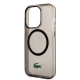Coque iPhone 14 Pro - Lacoste gel laqué transparent avec MagSafe - Noir