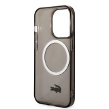 Coque iPhone 14 Pro - Lacoste gel laqué transparent avec MagSafe - Noir