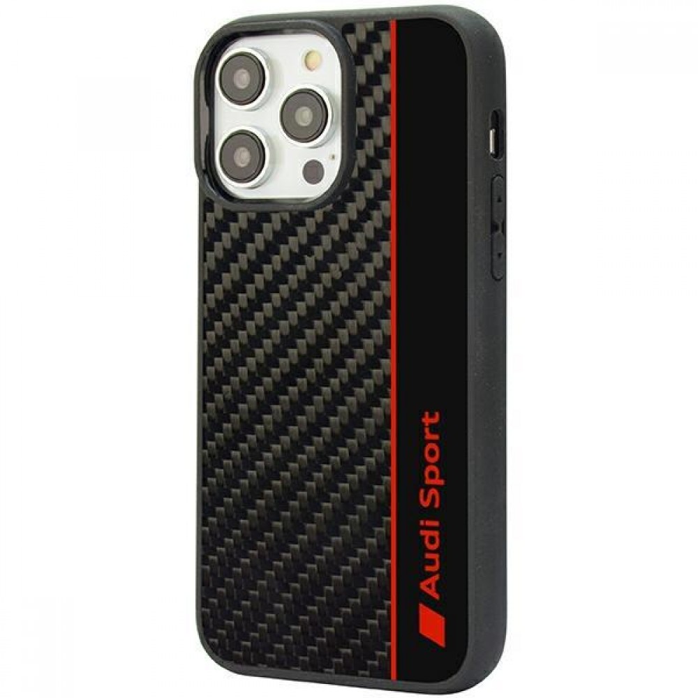 iPhone 14 Pro Case Hülle - Audi Sport echte Carbon-Fiber mit Silikonkanten