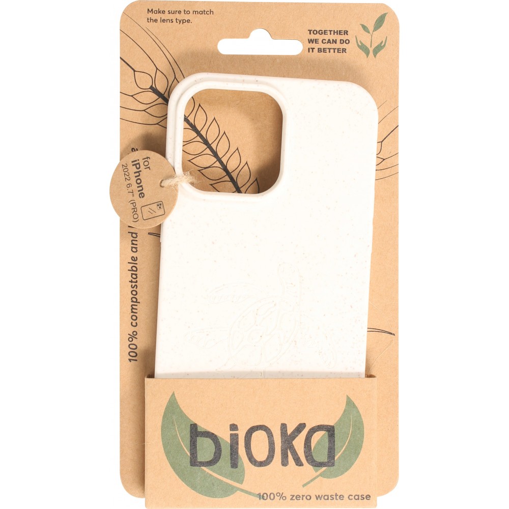 iPhone 14 Pro Max Case Hülle - Bioka Biologisch Abbaubar Eco-Friendly Kompostierbar - Seele der Schildkröte - Weiss