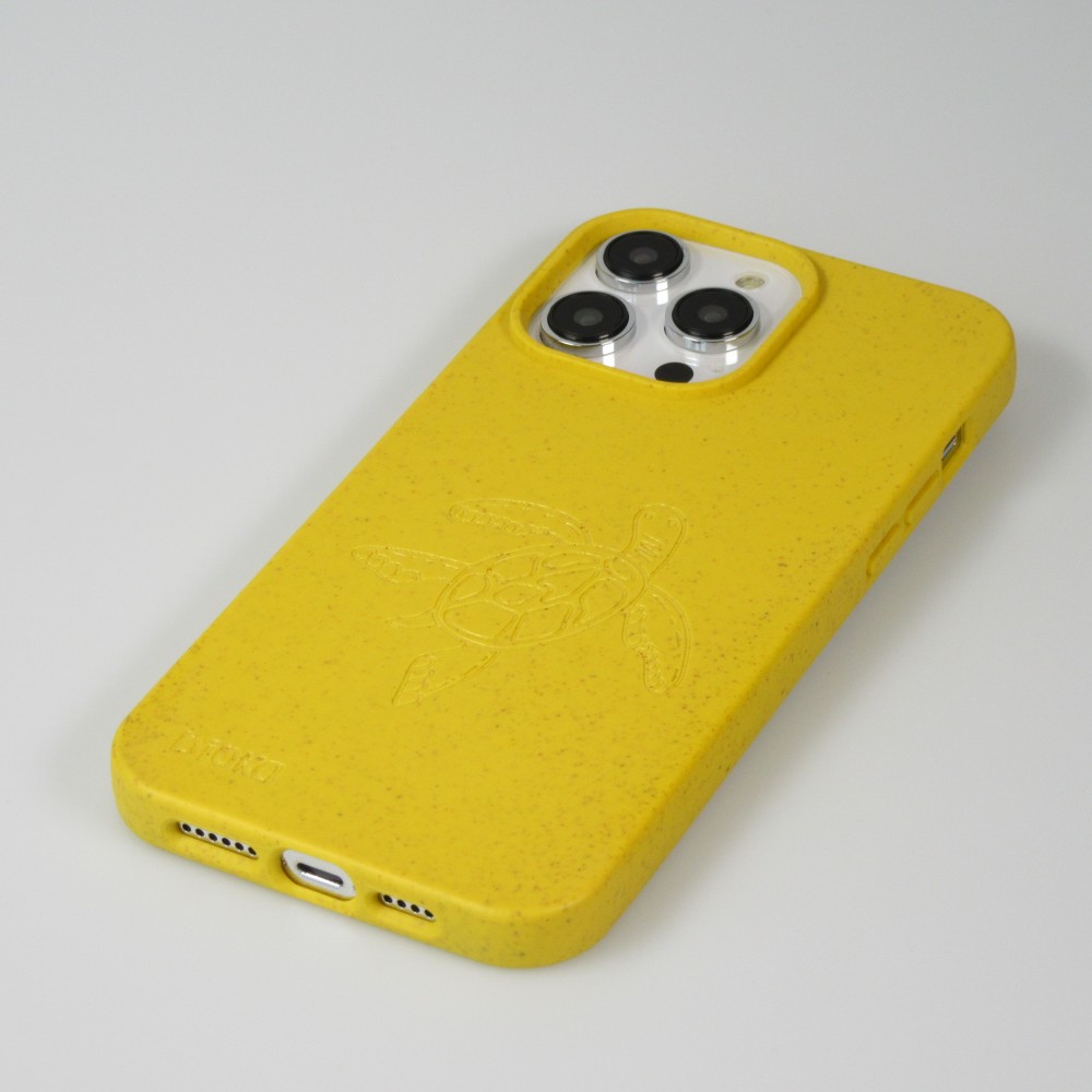 Coque iPhone 14 Pro Max - Bioka biodégradable et compostable Eco-Friendly - Esprit de la tortue - Jaune
