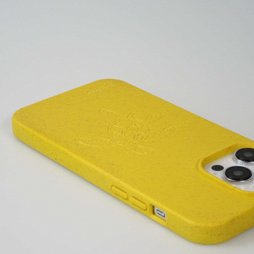 Coque iPhone 14 Pro Max - Bioka biodégradable et compostable Eco-Friendly - Esprit de la tortue - Jaune