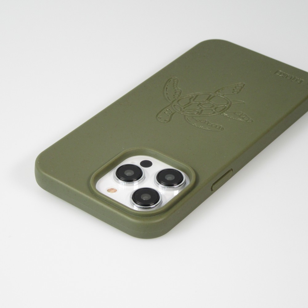 Coque iPhone 14 Pro Max - Bioka biodégradable et compostable Eco-Friendly - Esprit de la tortue - Vert foncé