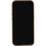 iPhone 14 Pro Max Case Hülle - Vollständig genarbtes Luxuskalbsleder mit Metallknöpfen und MagSafe - Beige