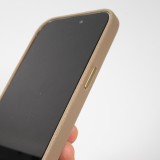 iPhone 14 Pro Max Case Hülle - Vollständig genarbtes Luxuskalbsleder mit Metallknöpfen und MagSafe - Beige