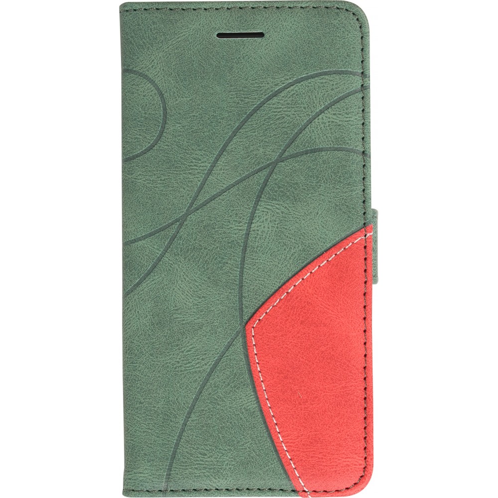 iPhone 15 Pro Case Hülle - Flip classical elegant fine lines - Grün