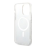 iPhone 14 Pro Max Case Hülle - Guess 2 in 1 Monogramm lackiert mit goldenem Magsafe und kabellosem Ladegerät - Braun