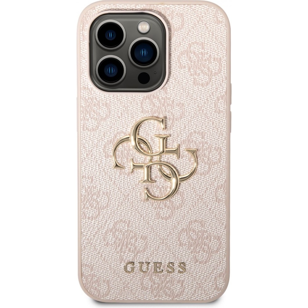 iPhone 14 Pro Max Case Hülle - Guess PU 4G mit Metall-Logo - Rosa