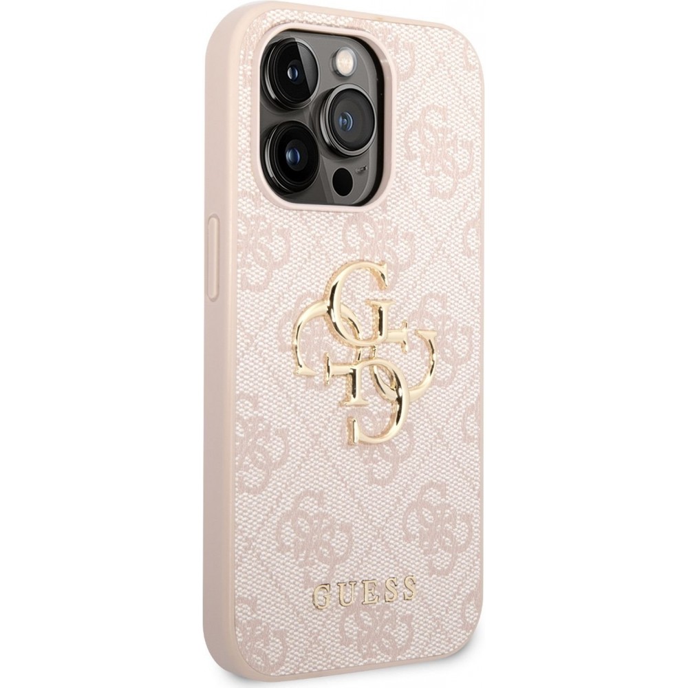 iPhone 14 Pro Max Case Hülle - Guess PU 4G mit Metall-Logo - Rosa