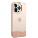 iPhone 14 Pro Max Case H&uuml;lle - Guess Gel straff Kamera Outline transparent - Rosa