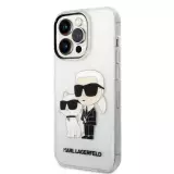 iPhone 14 Pro Max Cover - Karl Lagerfeld und Choupette duo starres Glitzergel - Transparent