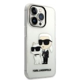Coque iPhone 14 Pro Max - Karl Lagerfeld et Choupette duo gel rigide pailleté - Transparent