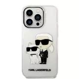 iPhone 14 Pro Max Cover - Karl Lagerfeld und Choupette duo starres Glitzergel - Transparent