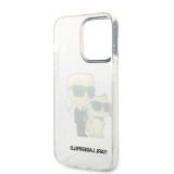 Coque iPhone 14 Pro Max - Karl Lagerfeld et Choupette duo gel rigide pailleté - Transparent