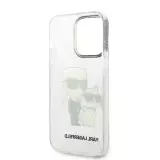 iPhone 14 Pro Max Cover - Karl Lagerfeld und Choupette duo starres Glitzergel - Transparent