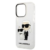 Coque iPhone 14 Pro Max - Karl Lagerfeld et Choupette duo gel rigide pailleté - Transparent