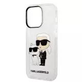 iPhone 14 Pro Max Cover - Karl Lagerfeld und Choupette duo starres Glitzergel - Transparent