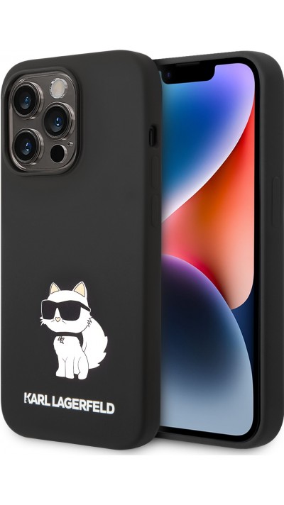 iPhone 14 Pro Max Case Hülle - Karl Lagerfeld Silikon Soft-Touch Choupette - Noir
