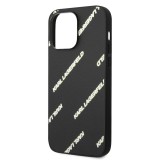 iPhone 14 Pro Max Case Hülle - Karl Lagerfeld genarbtes Kunstleder mit wiederholtem Logoaufdruck - Schwarz
