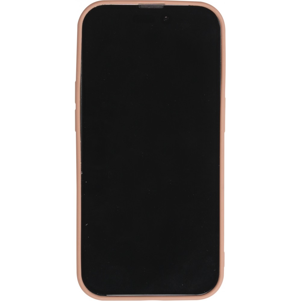 iPhone 16 Pro Case Hülle - Silikon matt Herzdesign gold - Braun