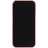 iPhone 16 Pro Case Hülle - Silikon matt Herzdesign gold - Braun