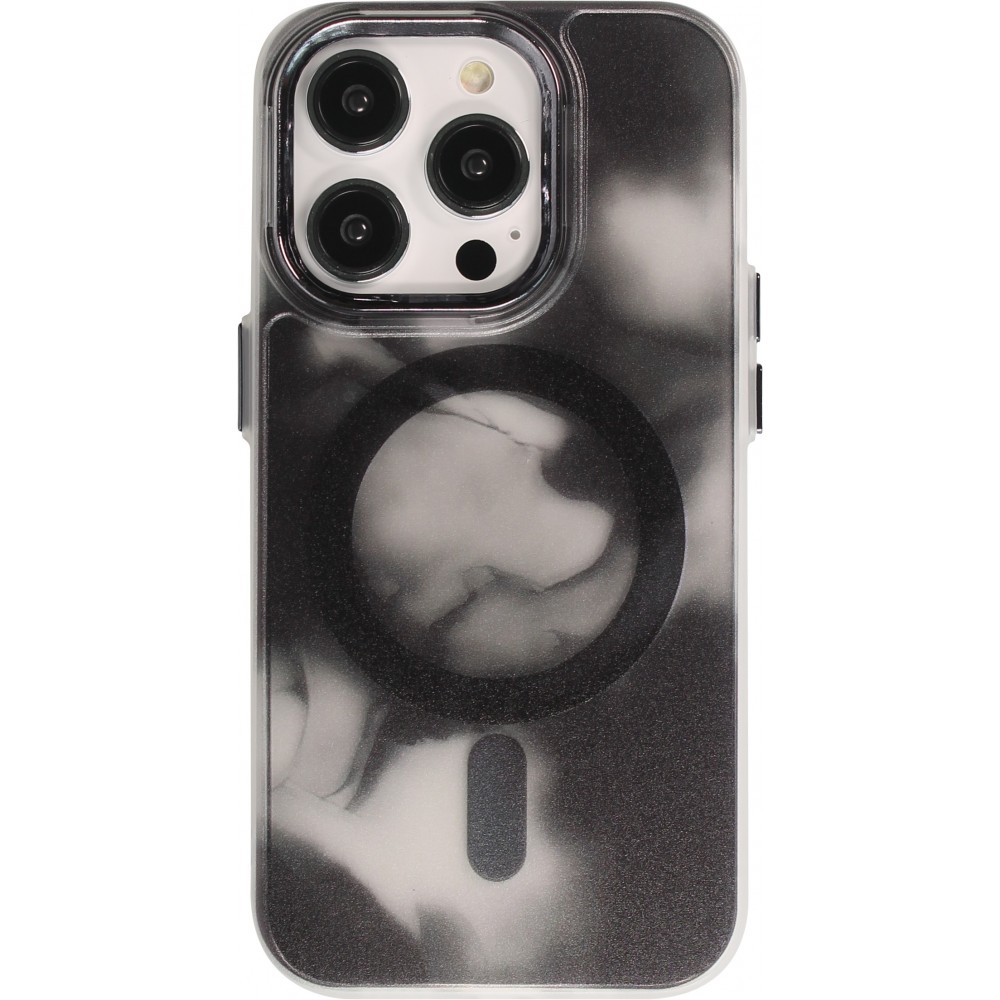 iPhone 14 Pro Case Hülle - Watercolor MagSafe semi-transparent - Schwarz