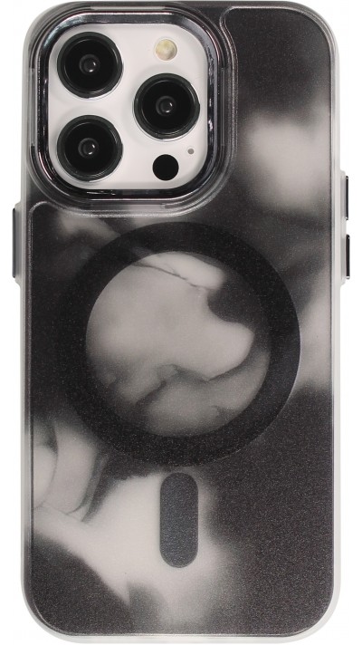 iPhone 14 Pro Case Hülle - Watercolor MagSafe semi-transparent - Schwarz