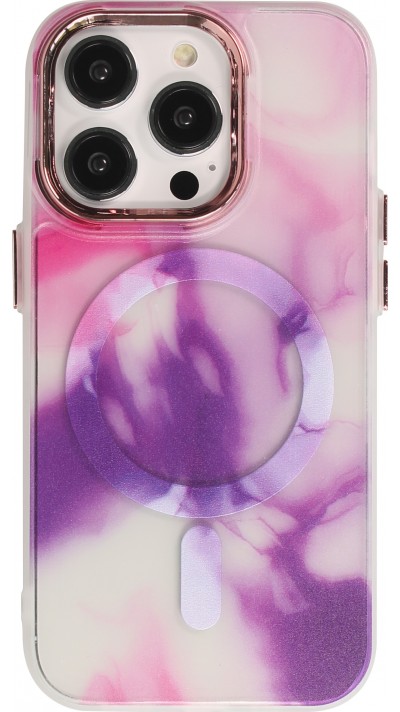 iPhone 14 Pro Max Case Hülle - Watercolor MagSafe semi-transparent - Violett