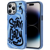 iPhone 14 Pro Max Case H&uuml;lle - Youngkit Happy Mood Glossy Case Stay Cozy - Blau