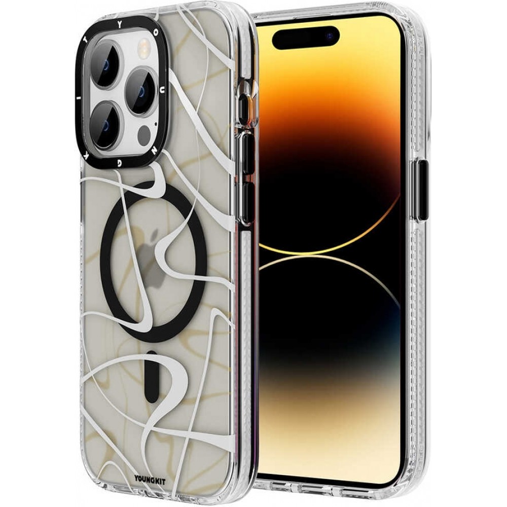 iPhone 14 Pro Max Case Hülle - Youngkit Ink Series semi-transparent MagSafe - Schwarz