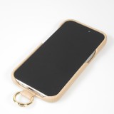 iPhone 14 Pro Max Case Hülle - Premium Luxus Echtleder mit verstell- und abnehmbarem Lederriemen + MagSafe - Beige