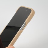 iPhone 14 Pro Max Case Hülle - Premium Luxus Echtleder mit verstell- und abnehmbarem Lederriemen + MagSafe - Beige