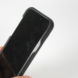 iPhone 14 Pro Max Case Hülle - Premium Luxus Echtleder mit verstell- und abnehmbarem Lederriemen + MagSafe - Schwarz