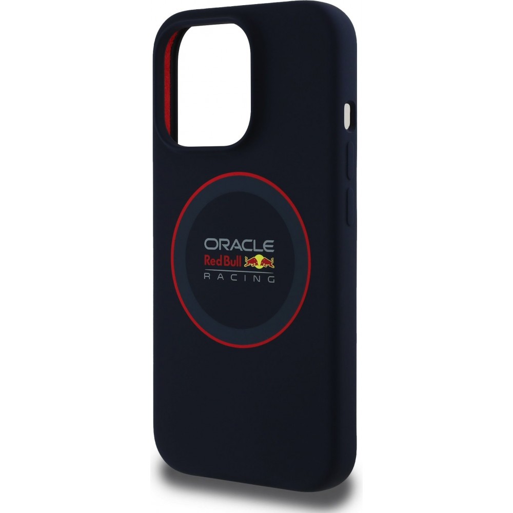 iPhone 14 Pro Case Hülle - Red Bull Racing MagSafe Silikonhülle mit rotem Ring - Marineblau