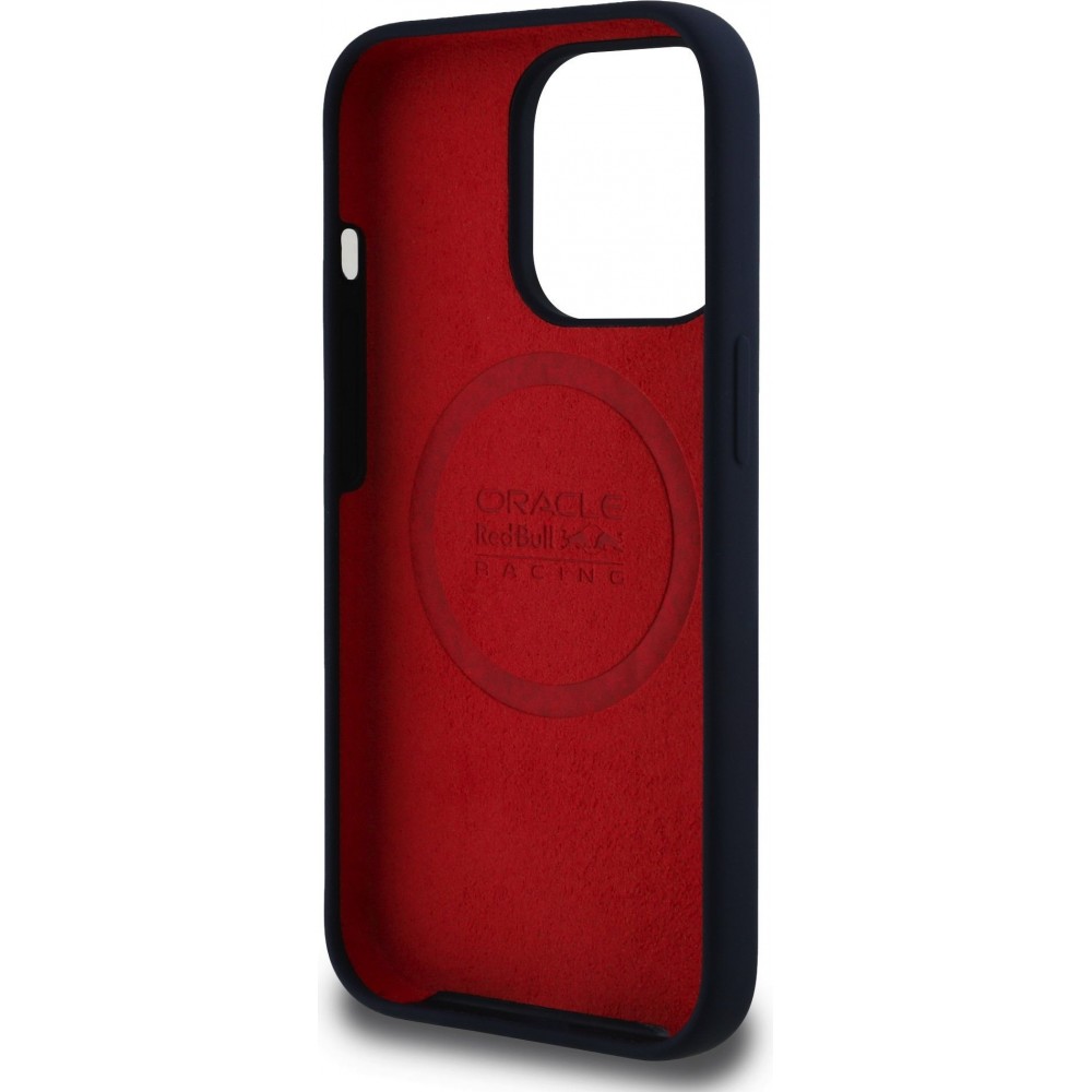 iPhone 14 Pro Case Hülle - Red Bull Racing MagSafe Silikonhülle mit rotem Ring - Marineblau