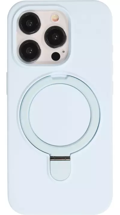 iPhone 14 Pro Case Hülle - Silikon matt MagSafe mit Haltering - Hellblau