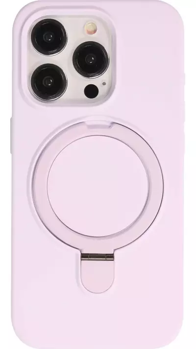 iPhone 14 Pro Case Hülle - Silikon matt MagSafe mit Haltering - Hellviolett