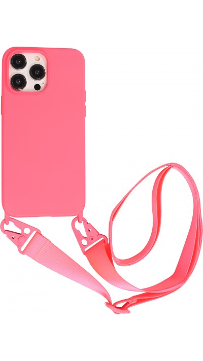 iPhone 14 Pro Max Case Hülle - Silikon matt mit Trageschlaufe und Metall Karabiner - Grenade