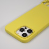 iPhone 14 Pro Max Case Hülle - Silikon matt mit Trageschlaufe und Metall Karabiner - Gelb
