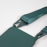 iPhone 14 Pro Max Case Hülle - Silikon matt mit Trageschlaufe und Metall Karabiner - Dunkelgrün