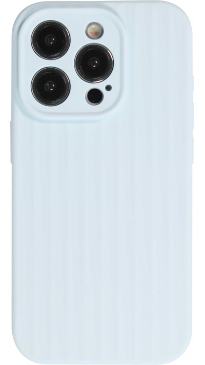 iPhone 14 Pro Case Hülle - Mattes Soft-Touch-Silikon mit Relieflinien - Hellblau
