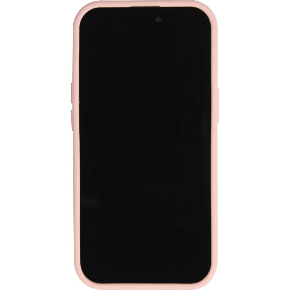 iPhone 14 Pro Max Case Hülle - Mattes Soft-Touch-Silikon mit Relieflinien - Rosa