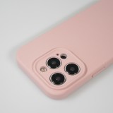 iPhone 14 Pro Max Case Hülle - Mattes Soft-Touch-Silikon mit Relieflinien - Rosa