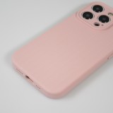 iPhone 14 Pro Max Case Hülle - Mattes Soft-Touch-Silikon mit Relieflinien - Rosa