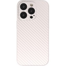 iPhone 14 Pro Max Case Hülle - Straffes Silikon mit Karbon Look + Kameraschutz - Silber