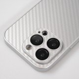 iPhone 14 Pro Max Case Hülle - Straffes Silikon mit Karbon Look + Kameraschutz - Silber