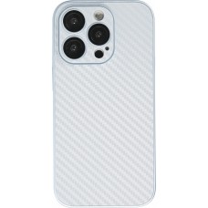 iPhone 14 Pro Max Case Hülle - Straffes Silikon mit Karbon Look + Kameraschutz - Hellblau