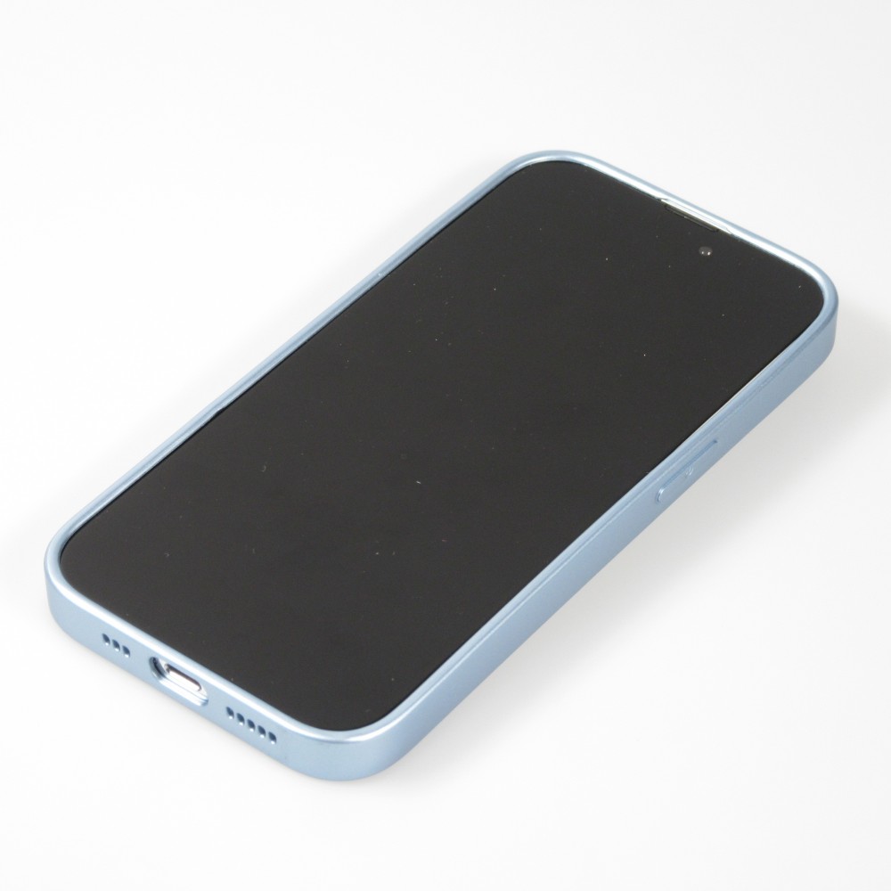 iPhone 14 Pro Max Case Hülle - Straffes Silikon mit Karbon Look + Kameraschutz - Hellblau