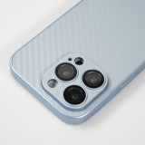 iPhone 14 Pro Max Case Hülle - Straffes Silikon mit Karbon Look + Kameraschutz - Hellblau