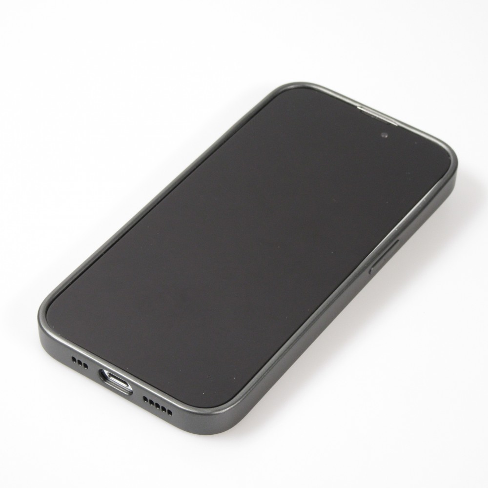 iPhone 14 Pro Max Case Hülle - Straffes Silikon mit Karbon Look + Kameraschutz - Grau